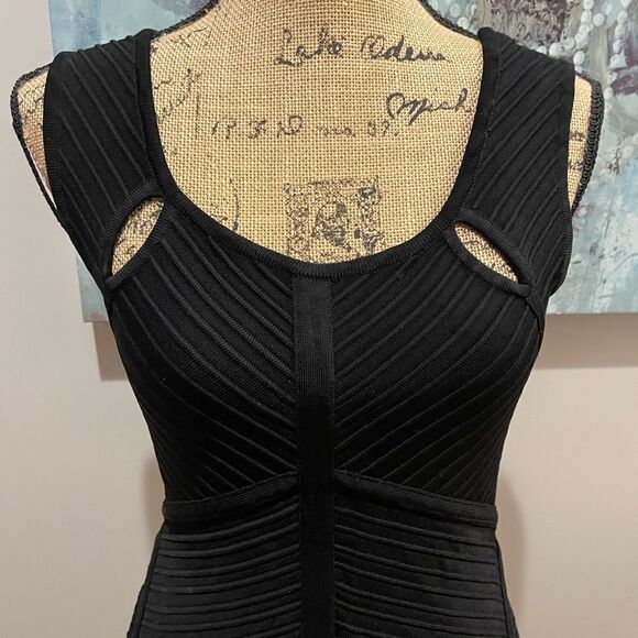 Bebe Ribbed Dress Black sz L - Picture 1 of 12